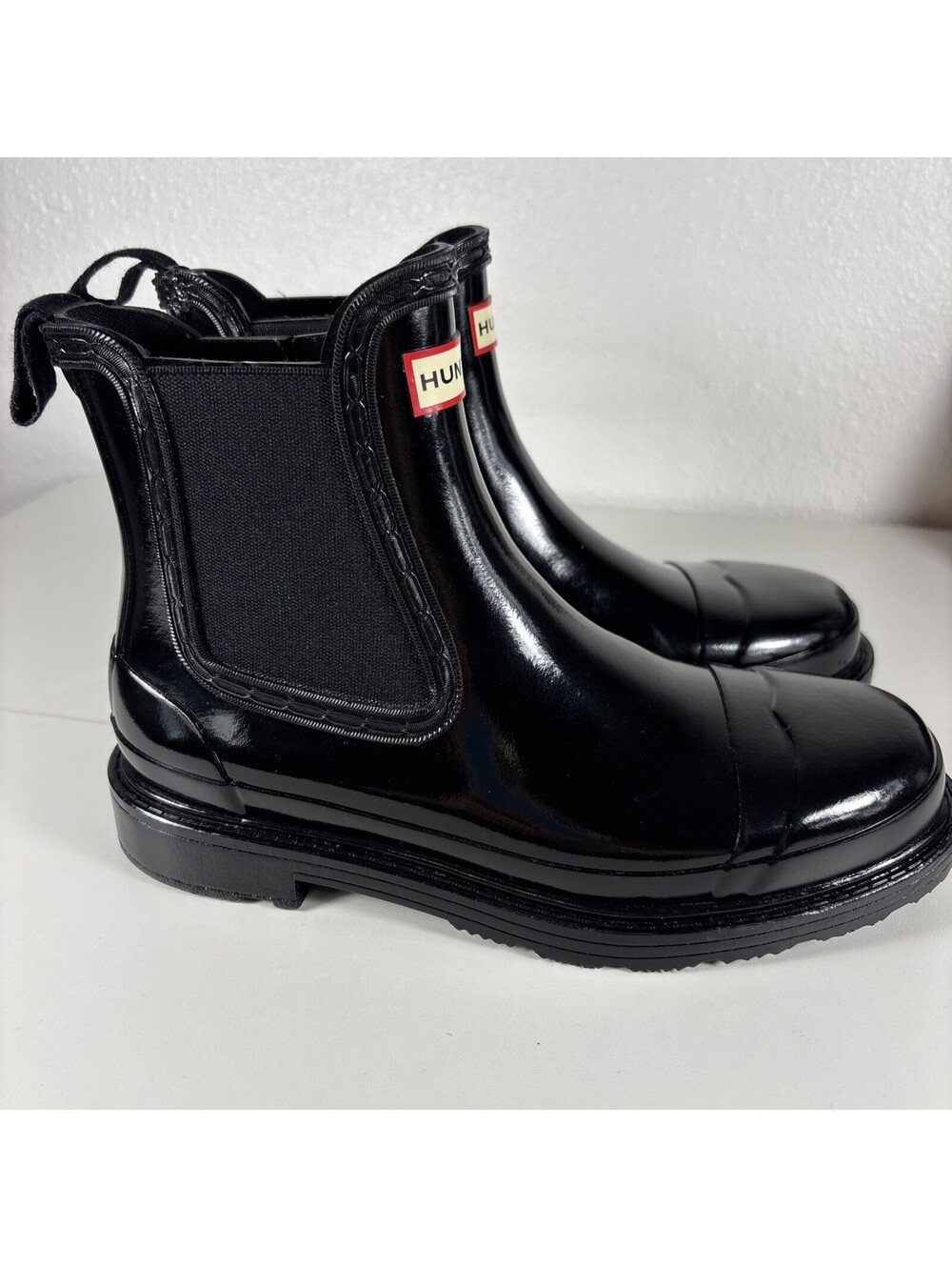 Hunter Womens Boots Original Chelsea Rubber Gloss Black 38 EU 7 Us - Picture 2 of 9